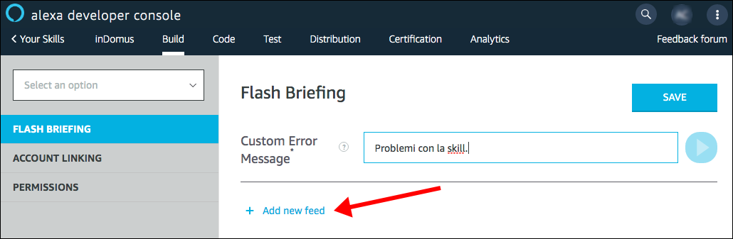 Alexa Flash Briefing - step 2