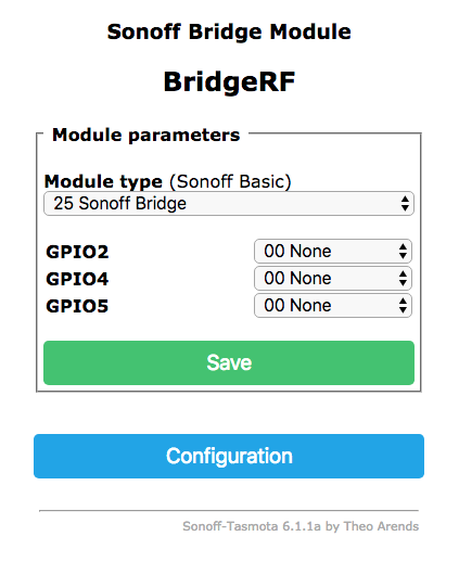 Configurazione Sonoff RF Bridge