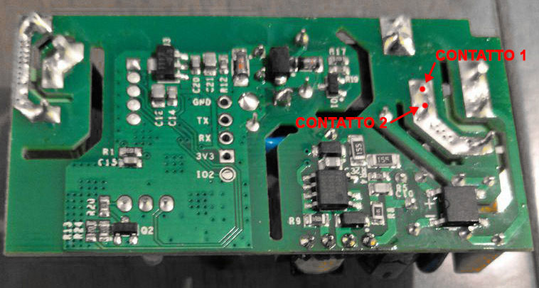 Sonoff Basic RF R2 POWER V1.0 - Retro - Contatti da dissaldare per contatto pulito